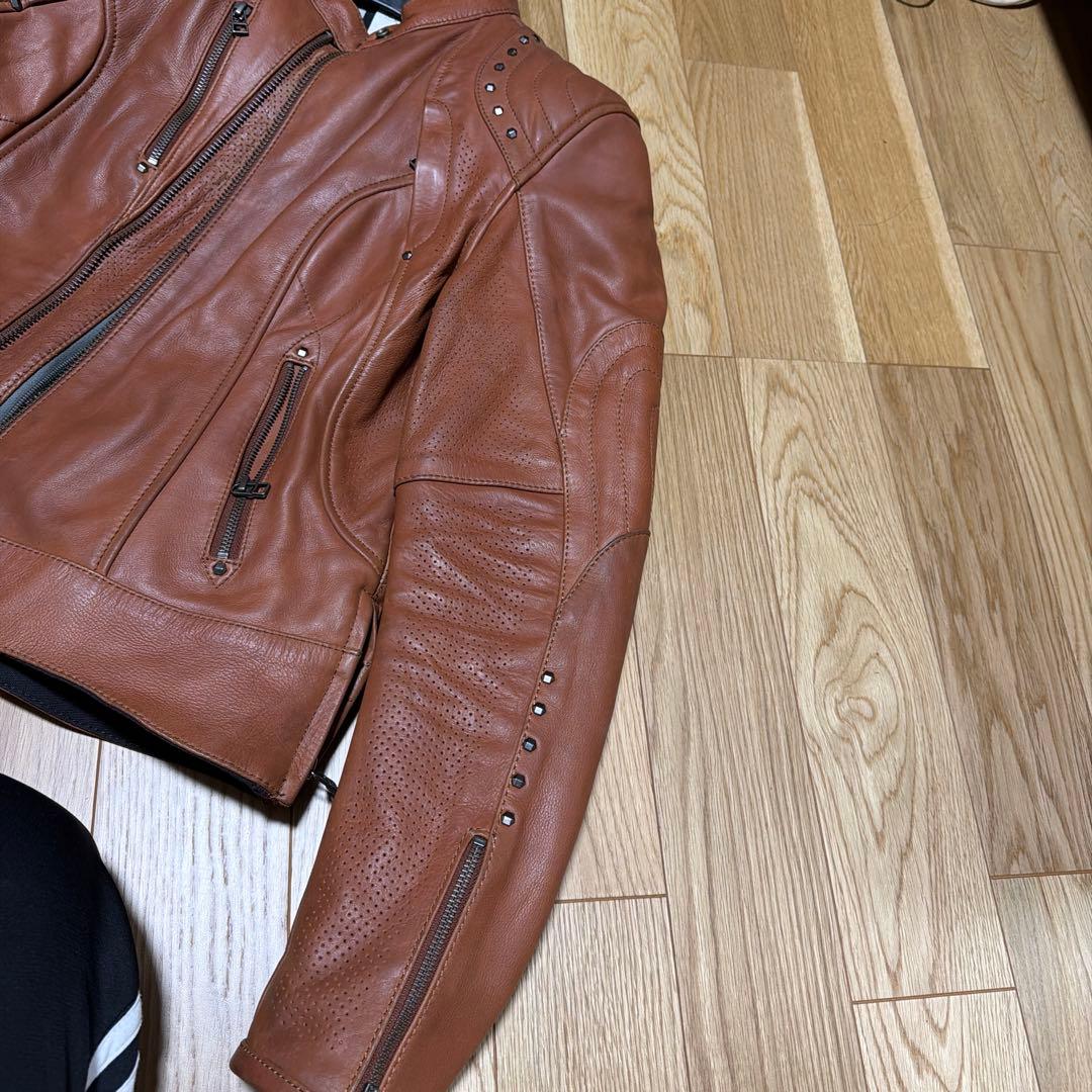 HELD ブラウンレザーライダースジャケット