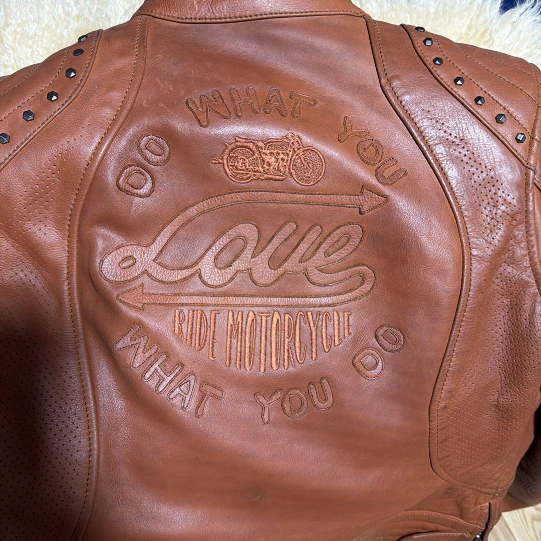 HELD ブラウンレザーライダースジャケット