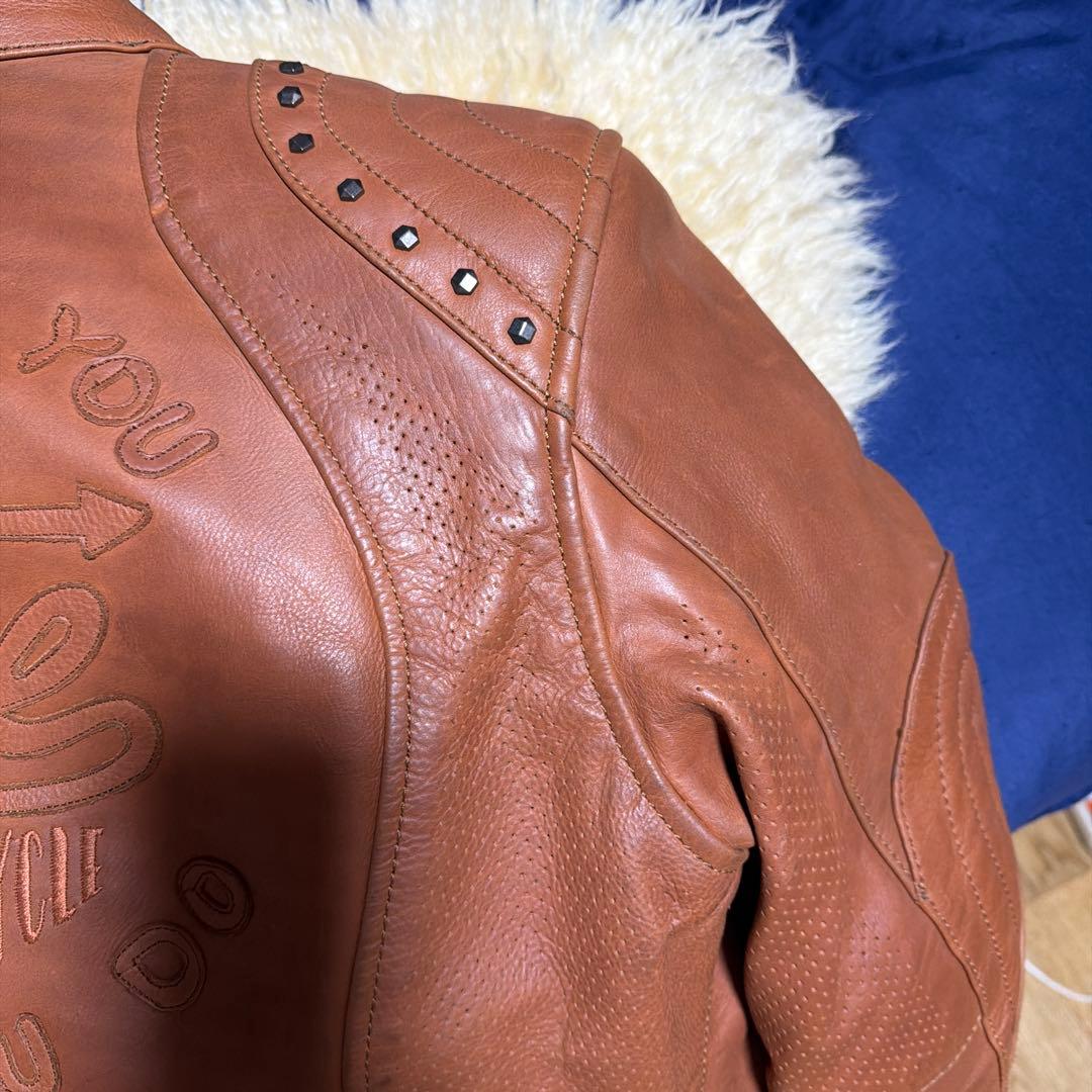 HELD ブラウンレザーライダースジャケット