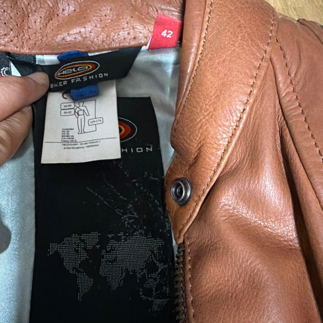 HELD ブラウンレザーライダースジャケット