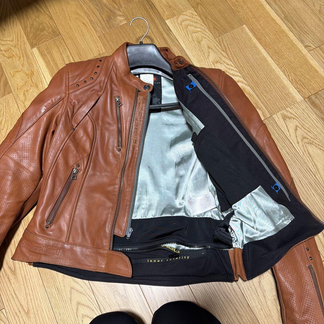HELD ブラウンレザーライダースジャケット