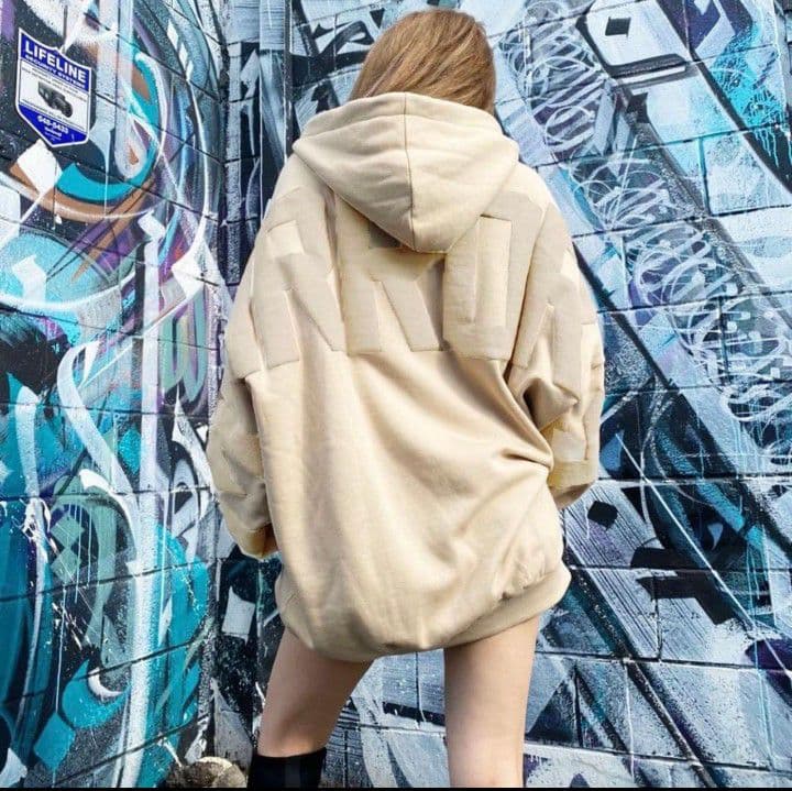 美品☆MIRROR9 ICONパーカー ベージュ アイコン裏起毛Mサイズ男女兼用