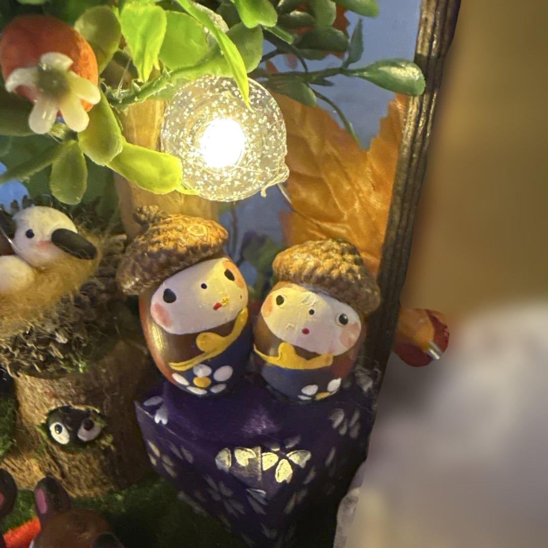 どんぐりアート♡秋深し　温泉入ってほっと一息オブジェ♡