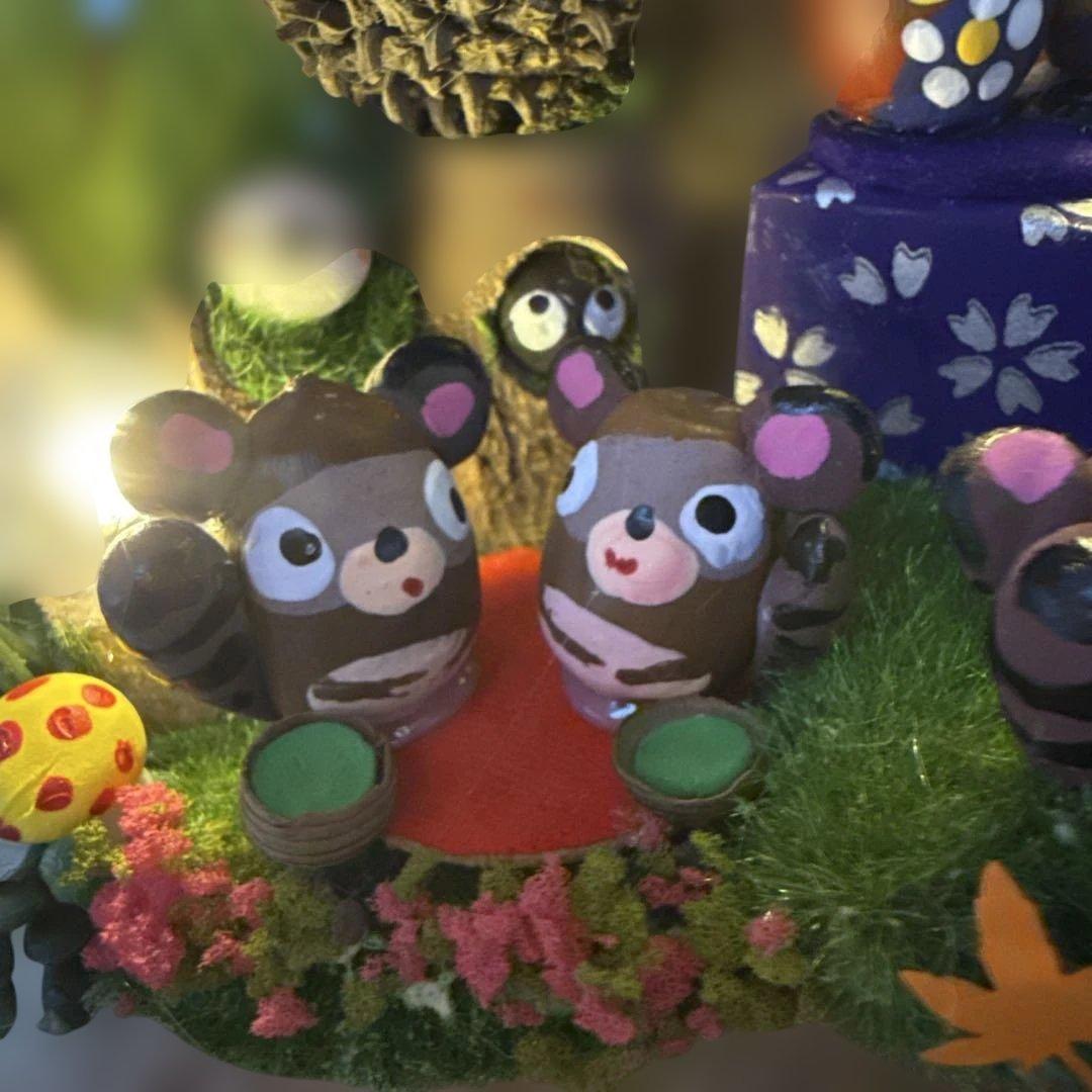 どんぐりアート♡秋深し　温泉入ってほっと一息オブジェ♡