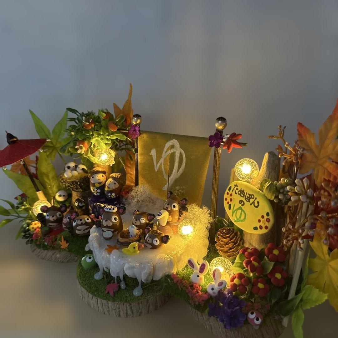 どんぐりアート♡秋深し　温泉入ってほっと一息オブジェ♡