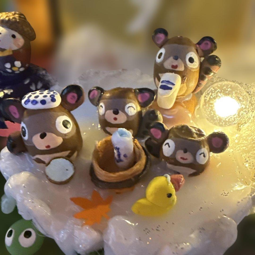 どんぐりアート♡秋深し　温泉入ってほっと一息オブジェ♡