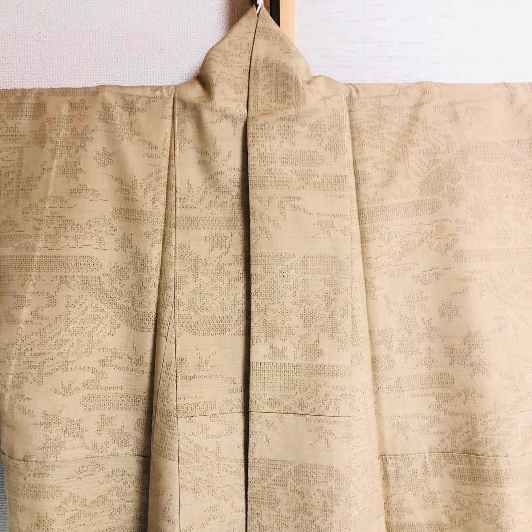 【未使用　トールサイズ】結城紬　奥順 練　御所解　袷　裄丈71.5 身丈169