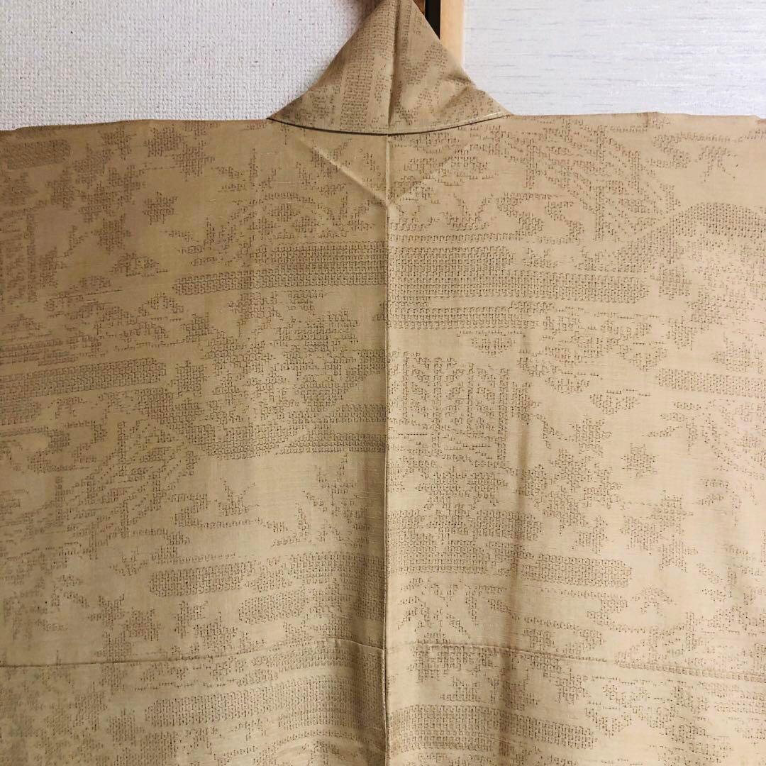 【未使用　トールサイズ】結城紬　奥順 練　御所解　袷　裄丈71.5 身丈169