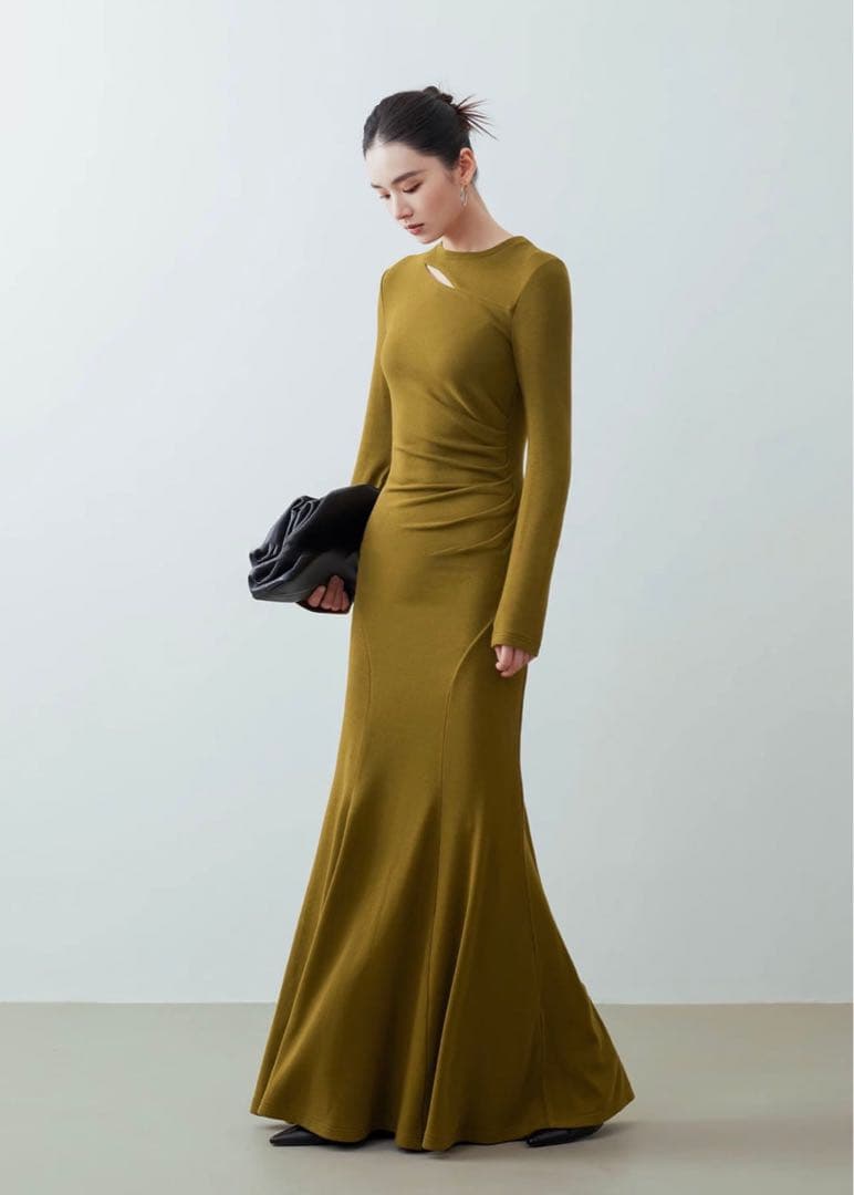 N FRAME エヌフレーム デコルテオープンニットマーメードワンピース