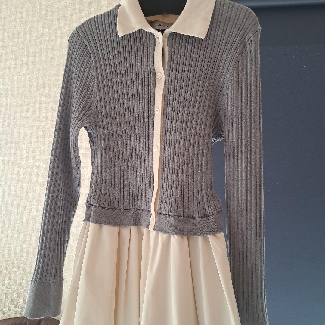 JUSGLITTY 襟ニットドッキングワンピース