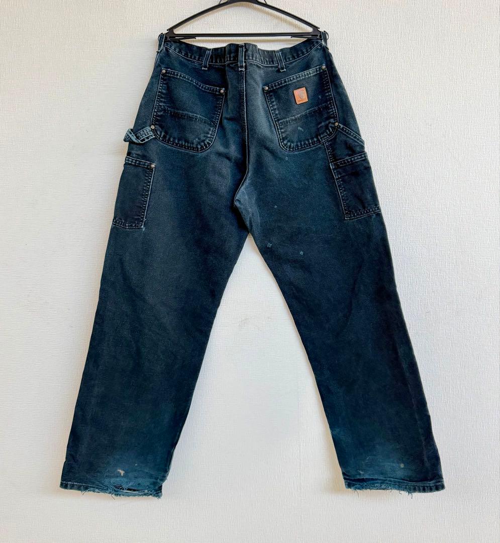 超スペシャル 36X32 W36 カーハート ダブルニー パンツ ブラック 黒