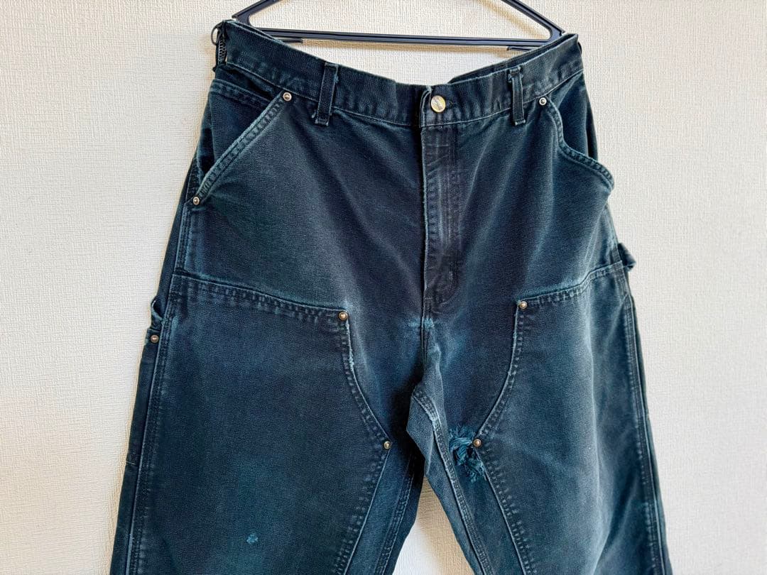 超スペシャル 36X32 W36 カーハート ダブルニー パンツ ブラック 黒