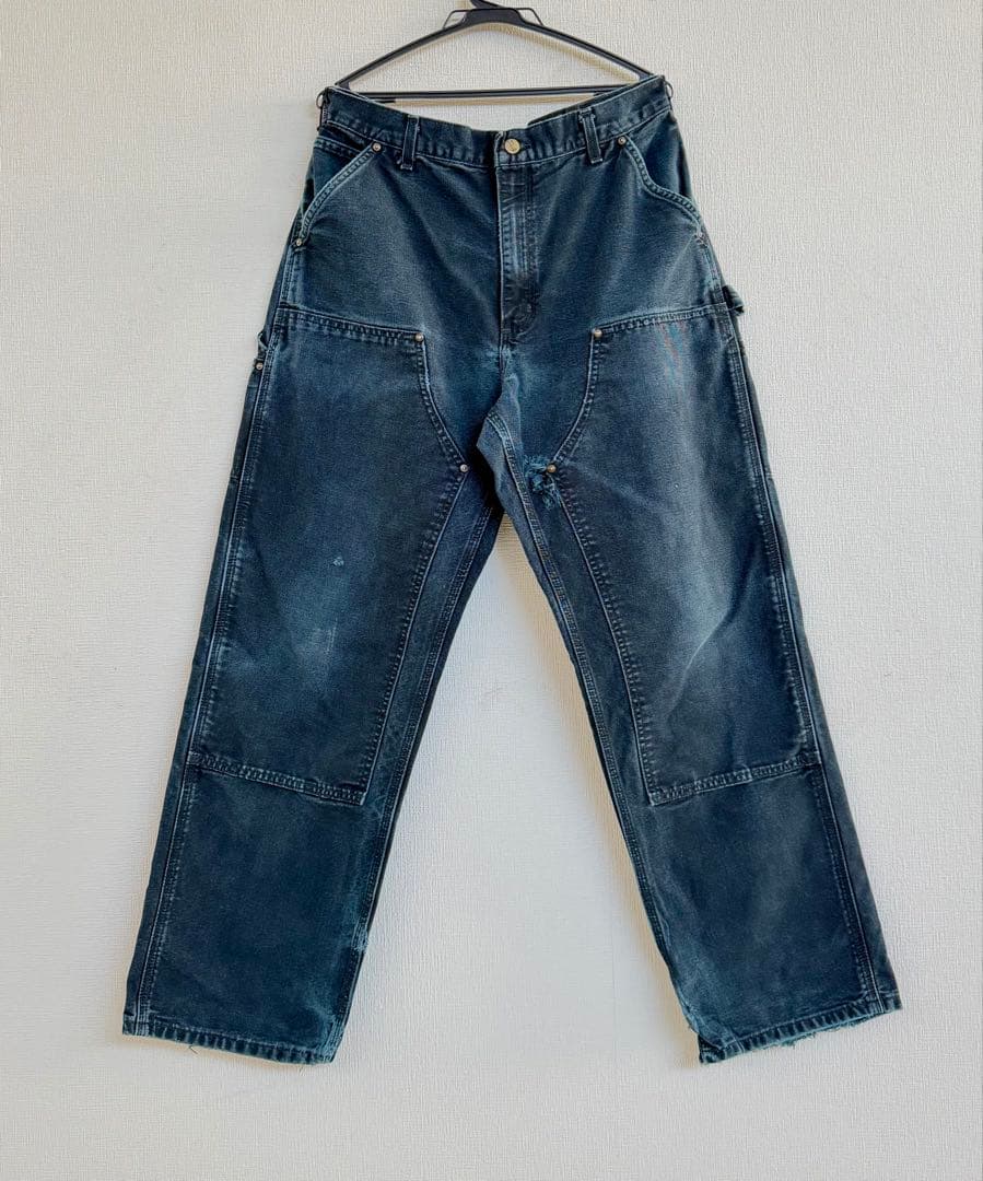 超スペシャル 36X32 W36 カーハート ダブルニー パンツ ブラック 黒