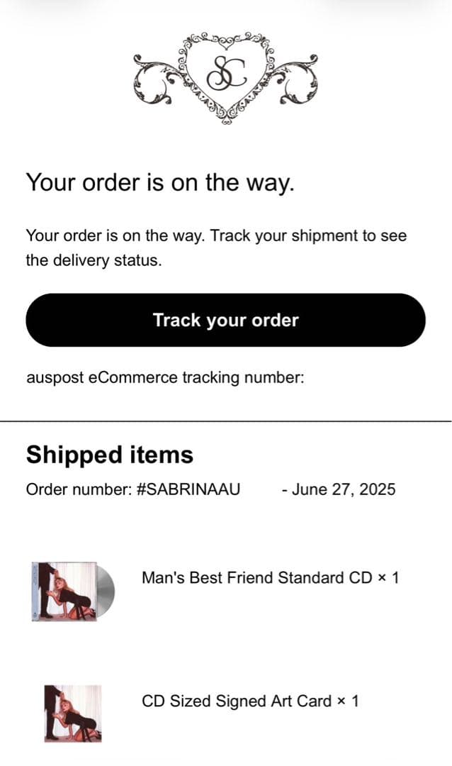 直筆サイン入り サブリナカーペンター 「マンズ・ベスト・フレンド」 CDアルバム