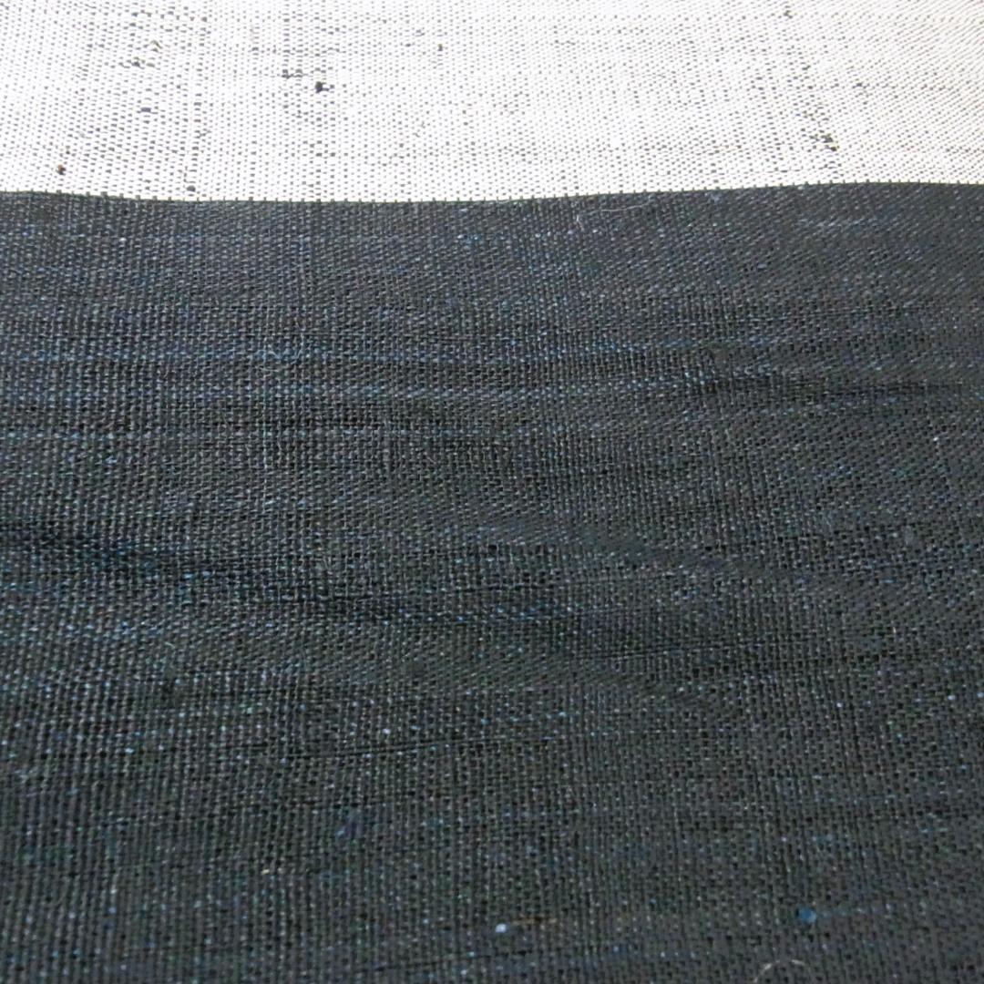 【証紙付】濃藍色　越後上布　名古屋帯　小河正義　手織り　麻帯