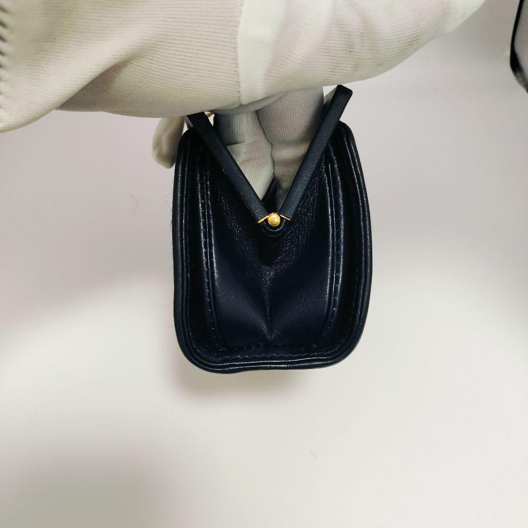【希少　訳あり】GUCCI グッチ　ハラコ ミニ がま口　ポーチ　財布　ネイビー
