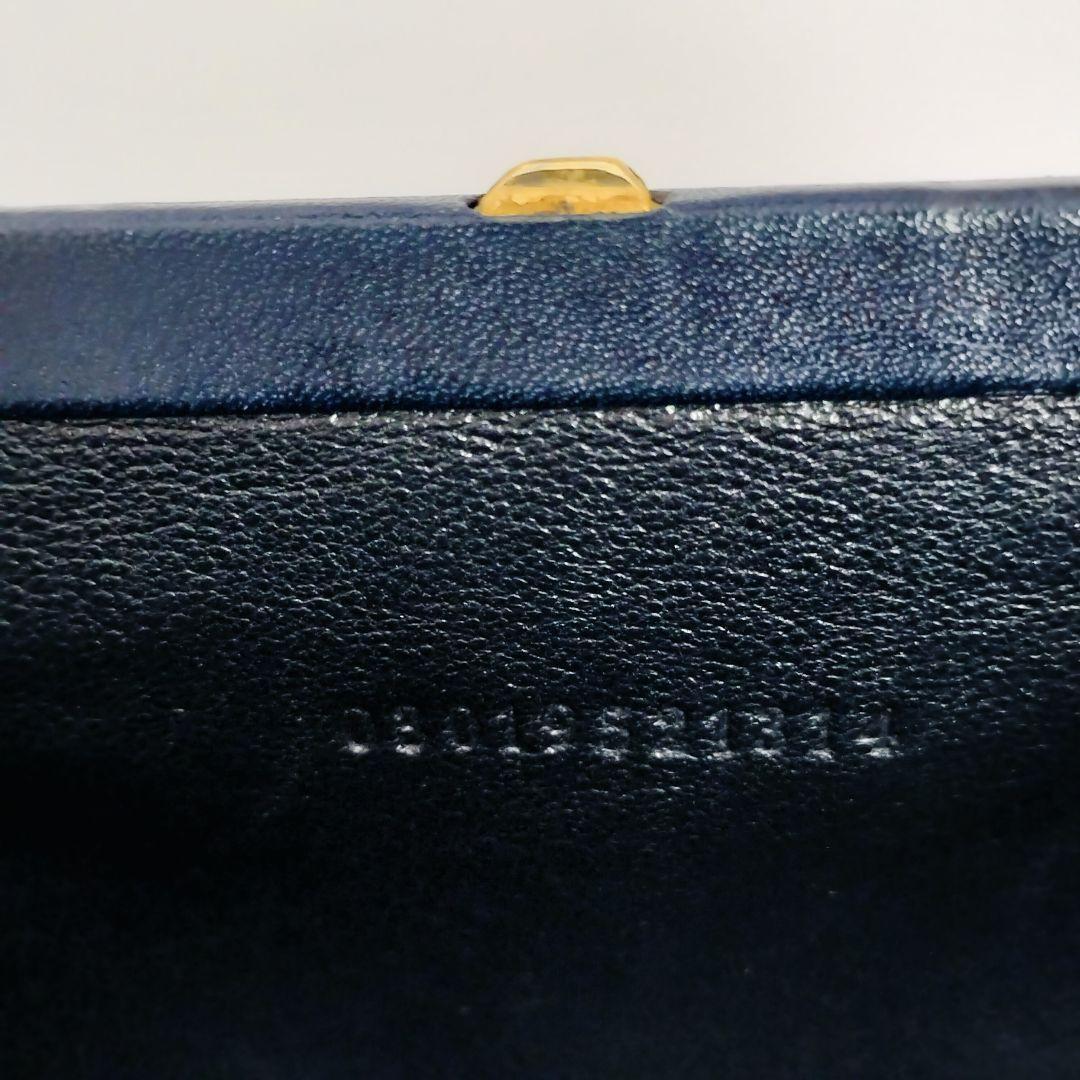 【希少　訳あり】GUCCI グッチ　ハラコ ミニ がま口　ポーチ　財布　ネイビー