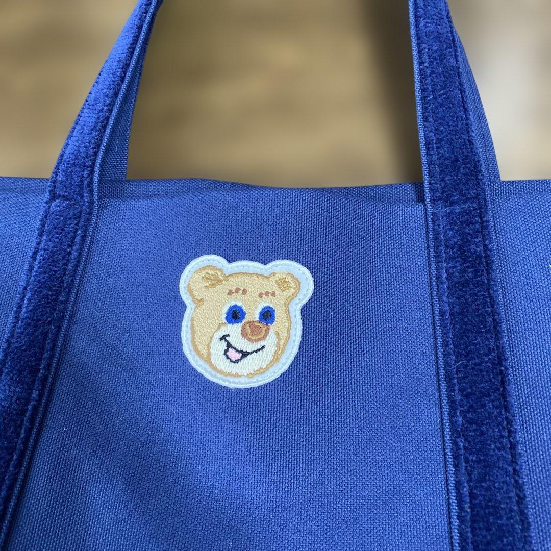 フェイラー　オールドテディ　ワッペントートバッグ　サイズ大　ネイビー