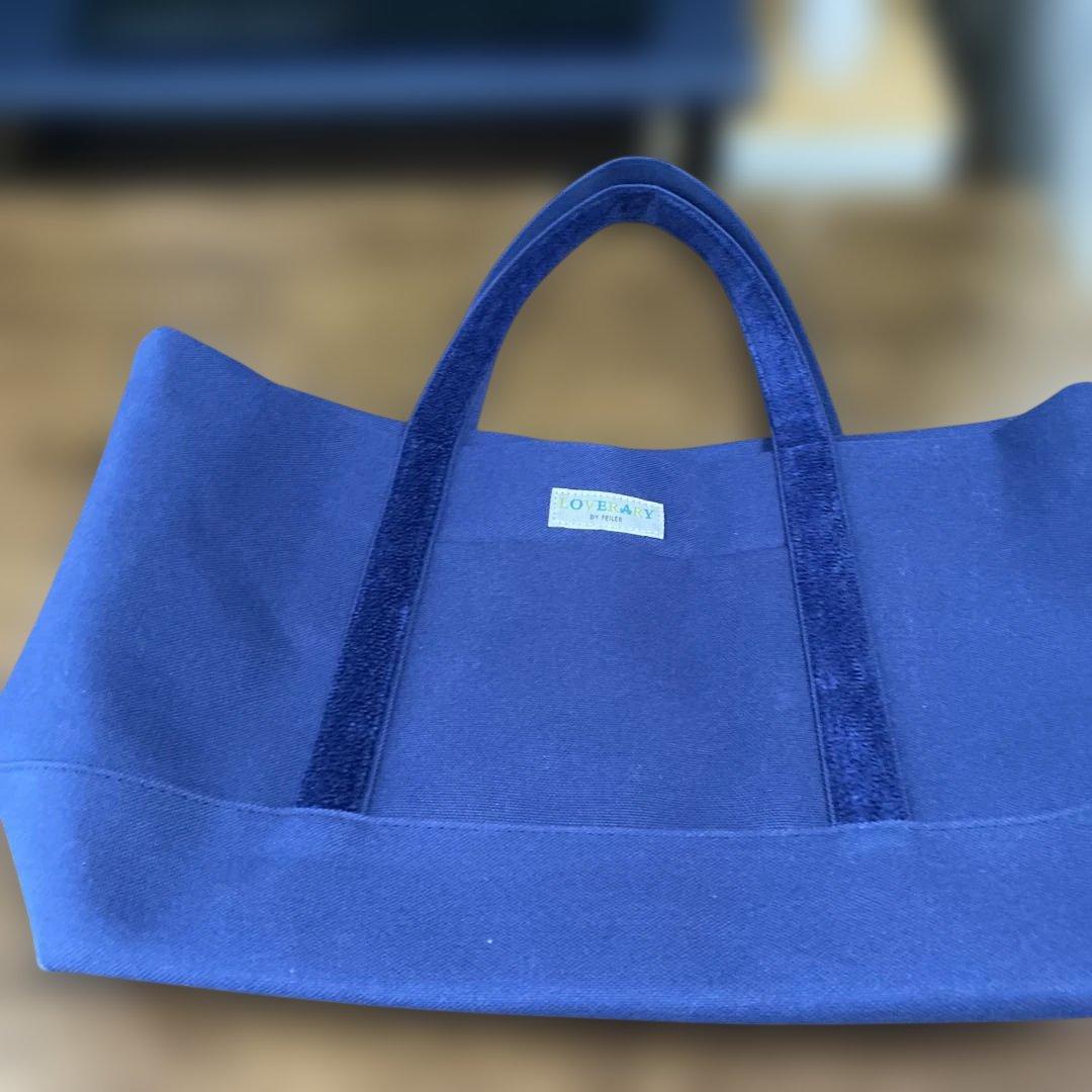 フェイラー　オールドテディ　ワッペントートバッグ　サイズ大　ネイビー