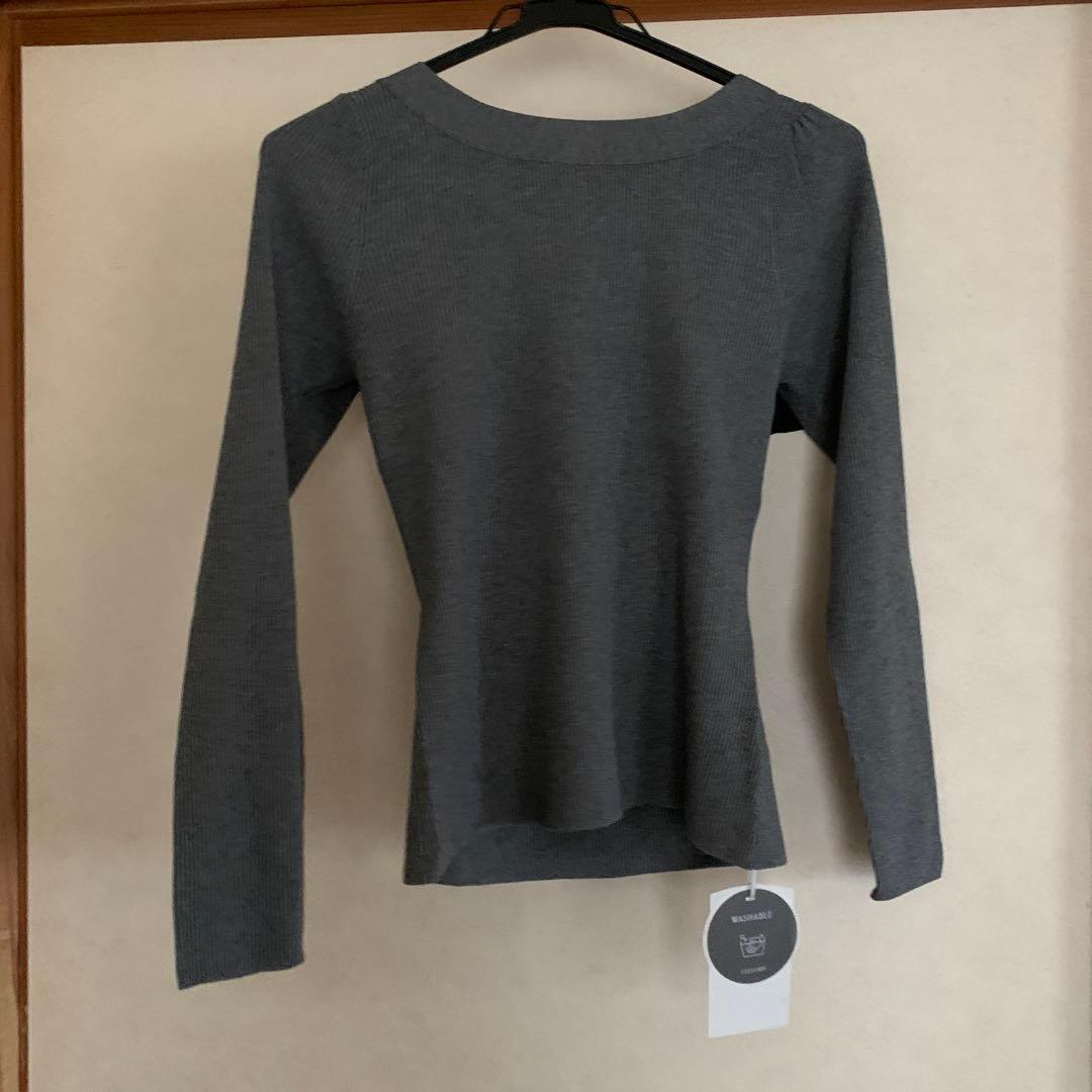 CELFORD ウォッシャブルショルダーリボンニットプルオーバー GRY