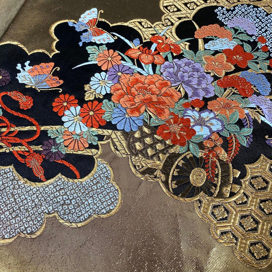 ZY-841 袋帯 雲取り 花車 鴛鴦 蝶 箔 フォーマル 礼装 高級 名品