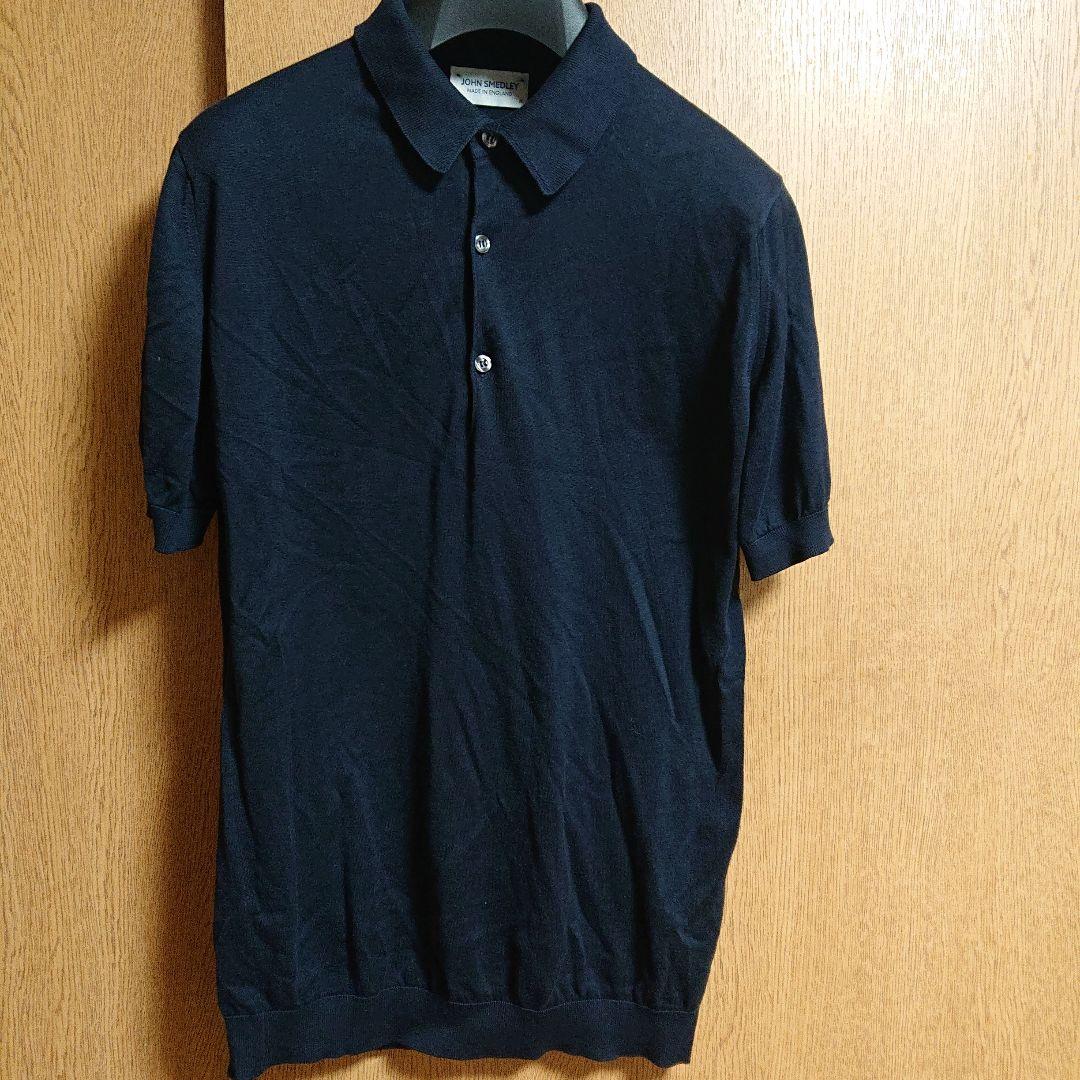 ジョンスメドレー　ニットポロ　ネイビー