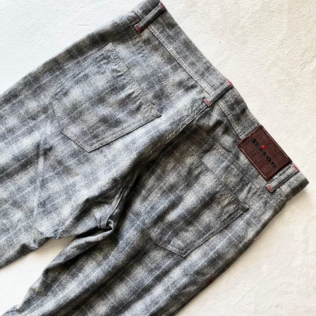 【極美品】Kiton キートン カシミヤ グレンチェック スラックス ロゴボタン
