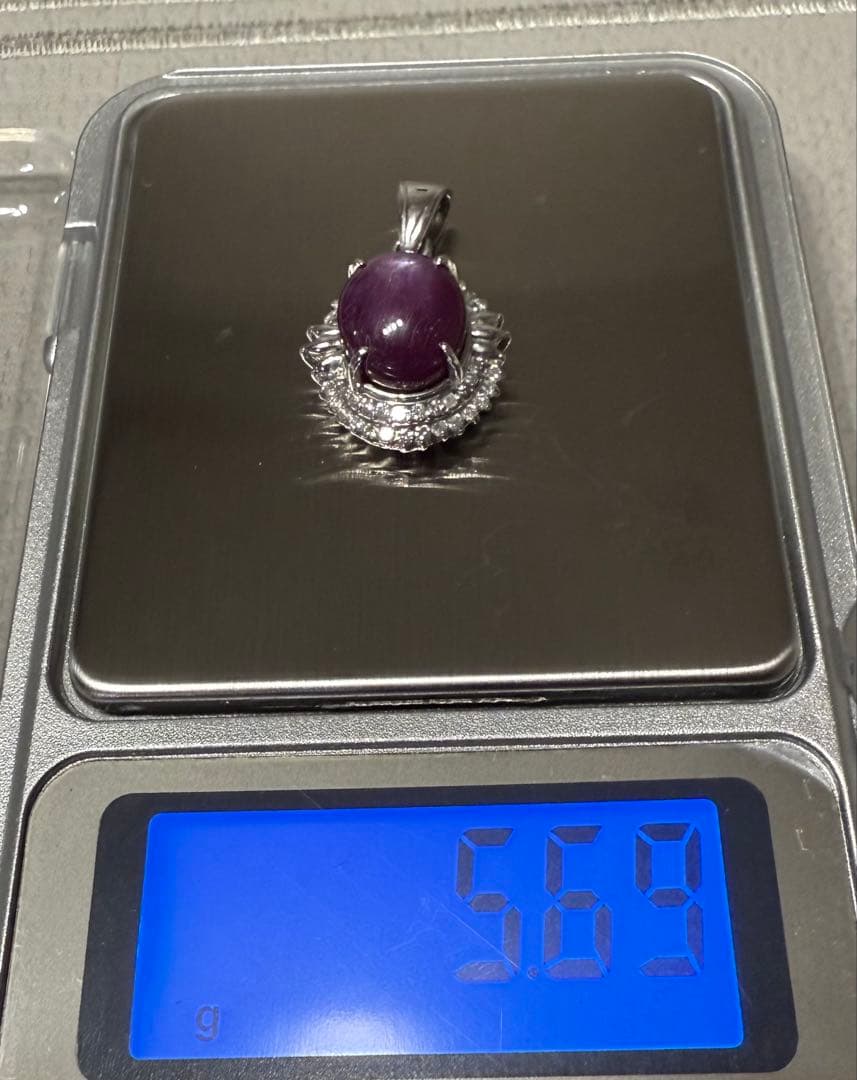 Pt スターサファイア　7.93ct パープル　ダイヤペンダントトップ