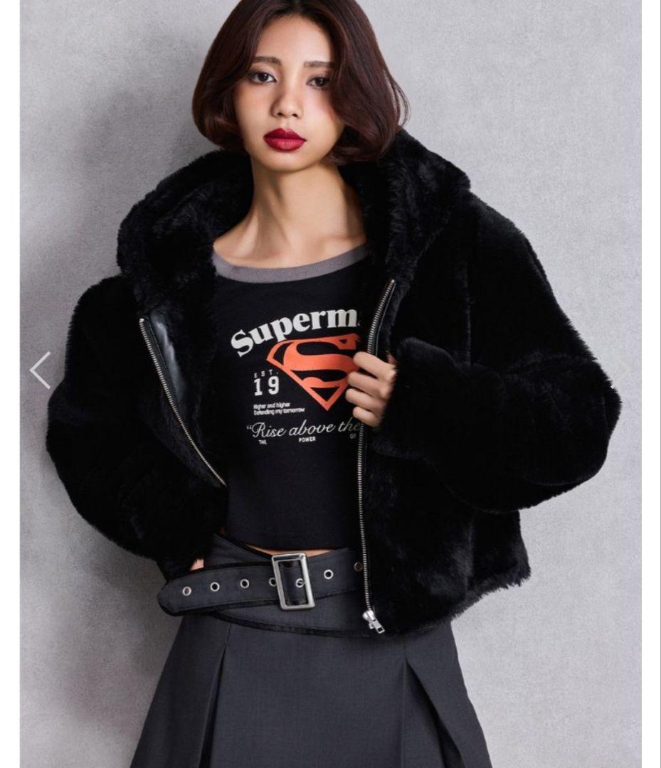 GYDA ジェイダ　G Gエコファーショートフードコート　ブラック　新品