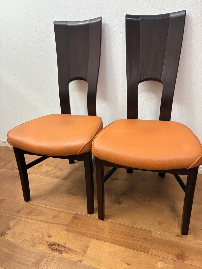 【美品】カリモク　ダイニング　ハイバックチェア　椅子　2脚セット①