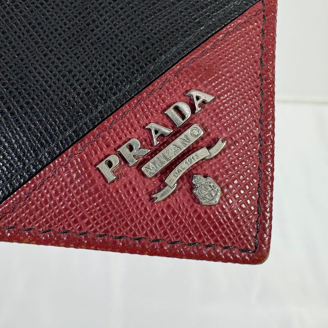 【美品】【希少】プラダ マネークリップ メタル サフィアーノレザー 財布