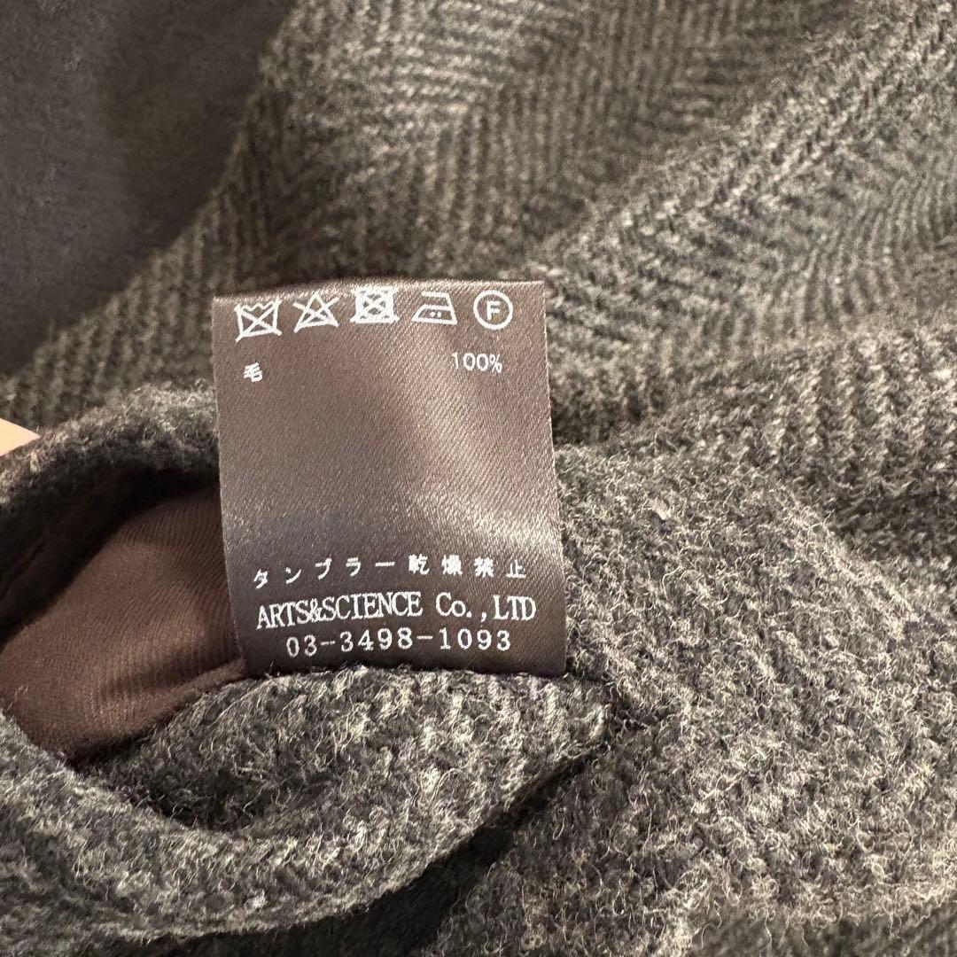 美品✨アーツアンドサイエンス フード　リバーコート　ヘリンボーン　ウール　3