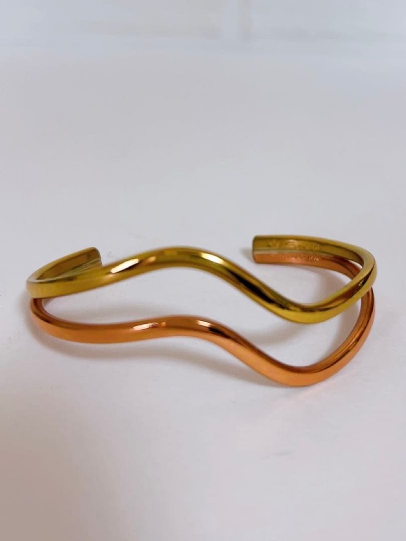 Sergio Lub バングル　ゴールド×ピンクゴールド　２連　ウェーブ