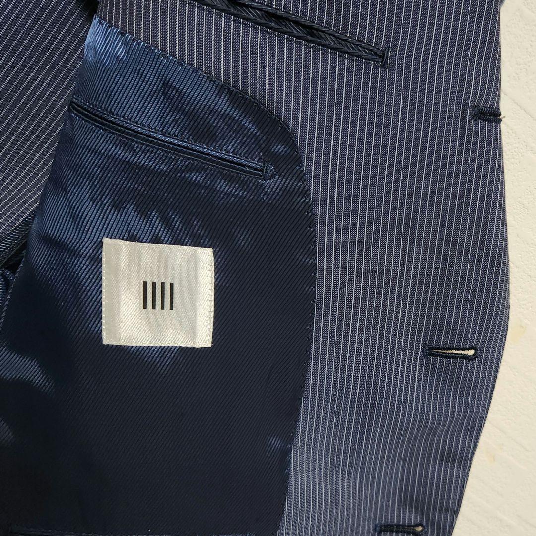 スーツセレクト　メンズ　スーツ　濃紺　ストライプ　ウール　イタリア生地