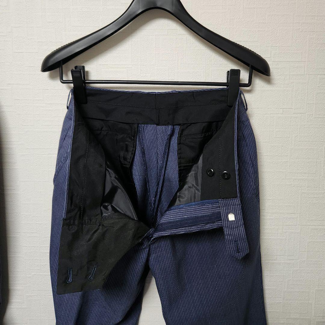 スーツセレクト　メンズ　スーツ　濃紺　ストライプ　ウール　イタリア生地