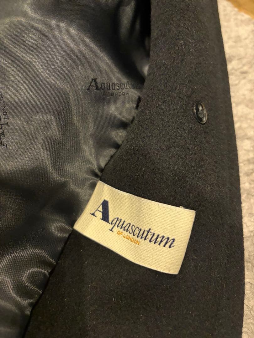 ひさこそり様aquascutum ブラックウールカシミヤロングコート
