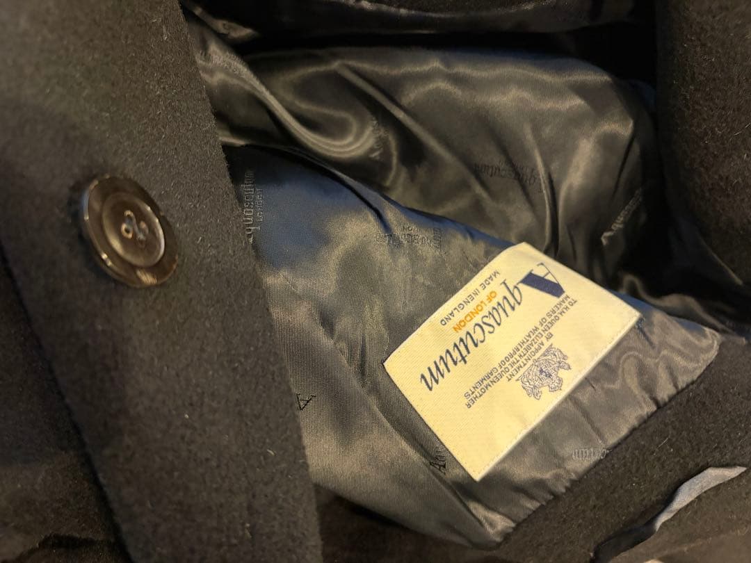 ひさこそり様aquascutum ブラックウールカシミヤロングコート