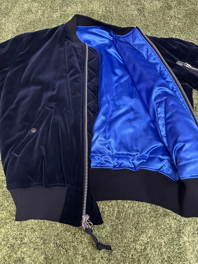 BEDWIN ベルベット　MA-1フライトジャケット　ネイビー　リバーシブル