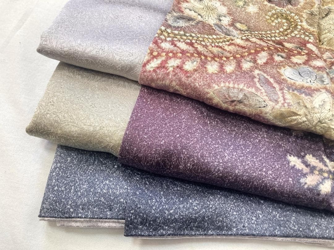 作家物 辻が花 絞り 紋意匠 訪問着 辻ヶ花 正絹 袷 紫 紺 淡紅藤 1403