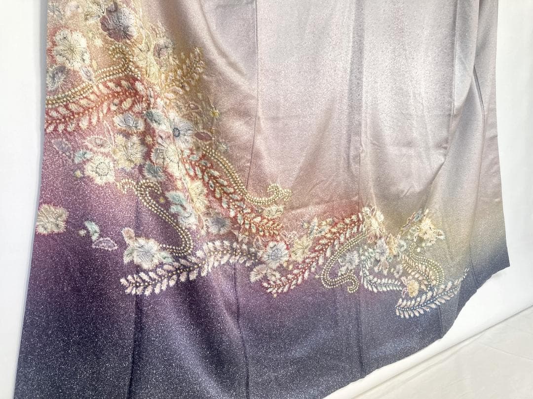 作家物 辻が花 絞り 紋意匠 訪問着 辻ヶ花 正絹 袷 紫 紺 淡紅藤 1403