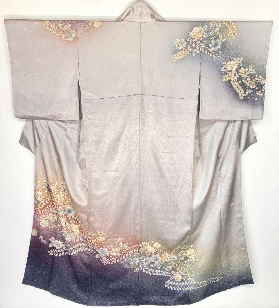 作家物 辻が花 絞り 紋意匠 訪問着 辻ヶ花 正絹 袷 紫 紺 淡紅藤 1403