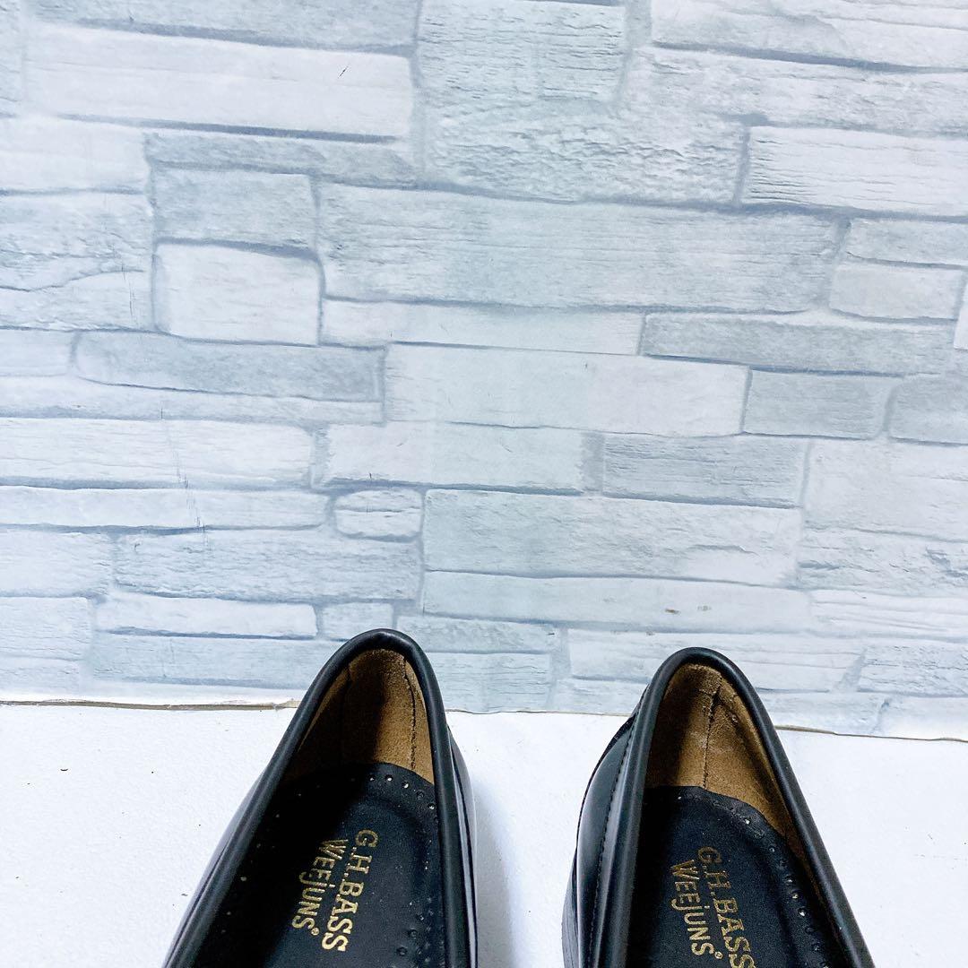 未使用級 ジーエイチバス ロファー LARSON 革靴 黒 25 US7