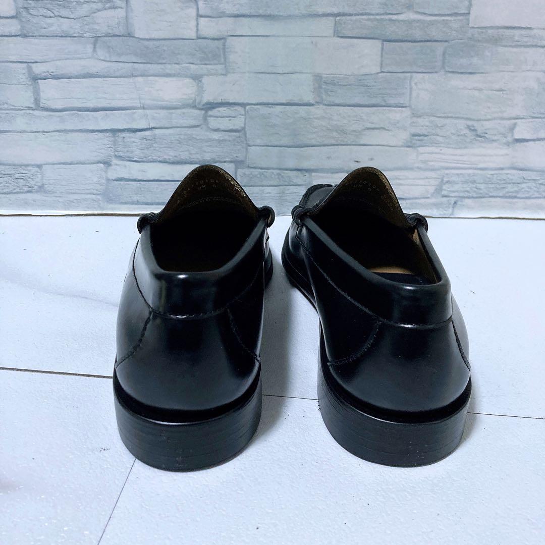 未使用級 ジーエイチバス ロファー LARSON 革靴 黒 25 US7