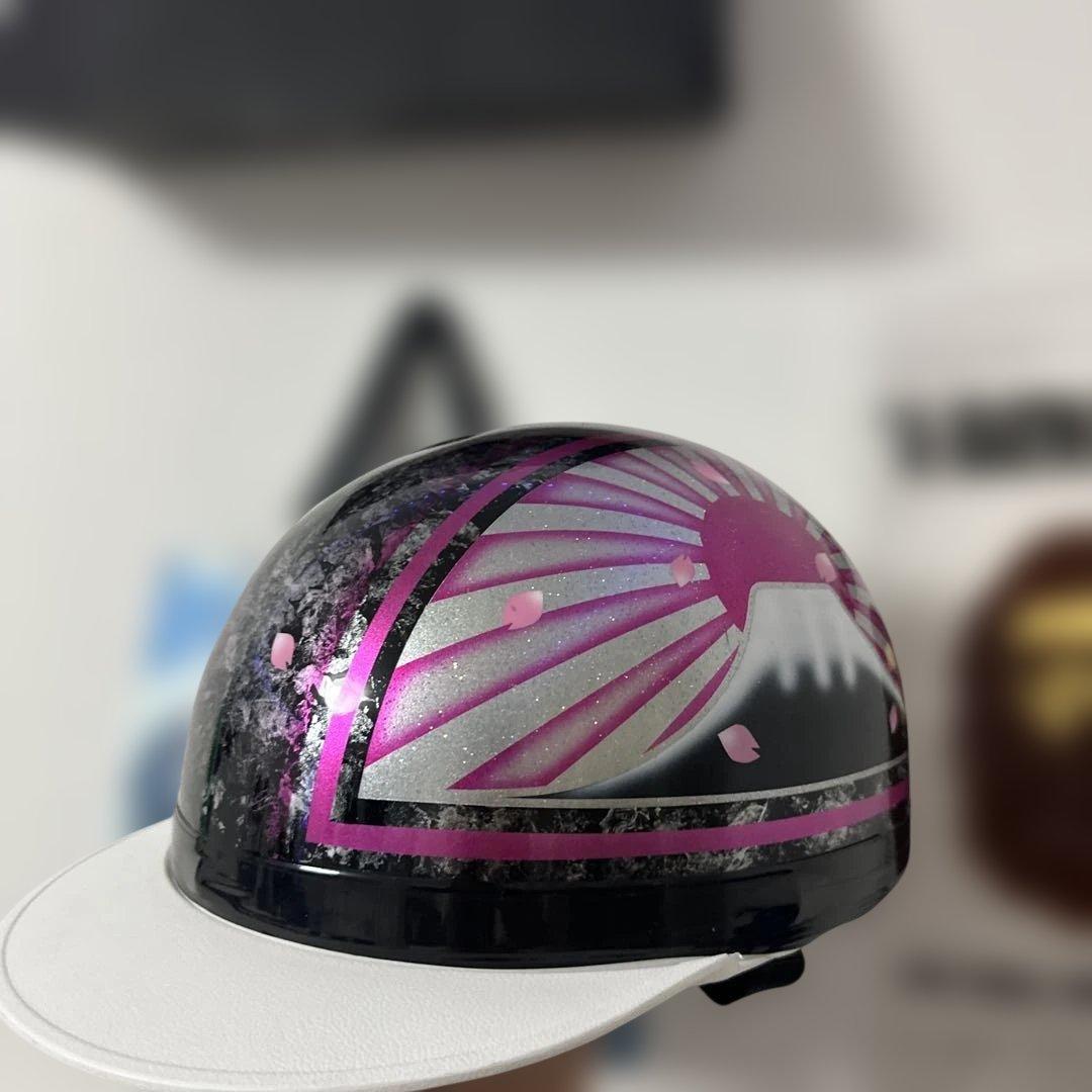 富士山と桜の半帽ヘルメット