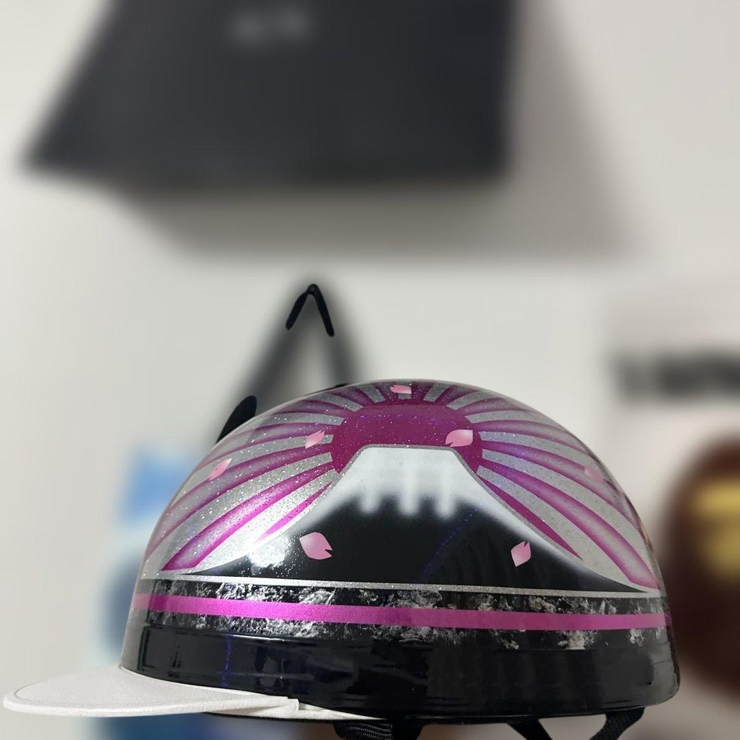 富士山と桜の半帽ヘルメット