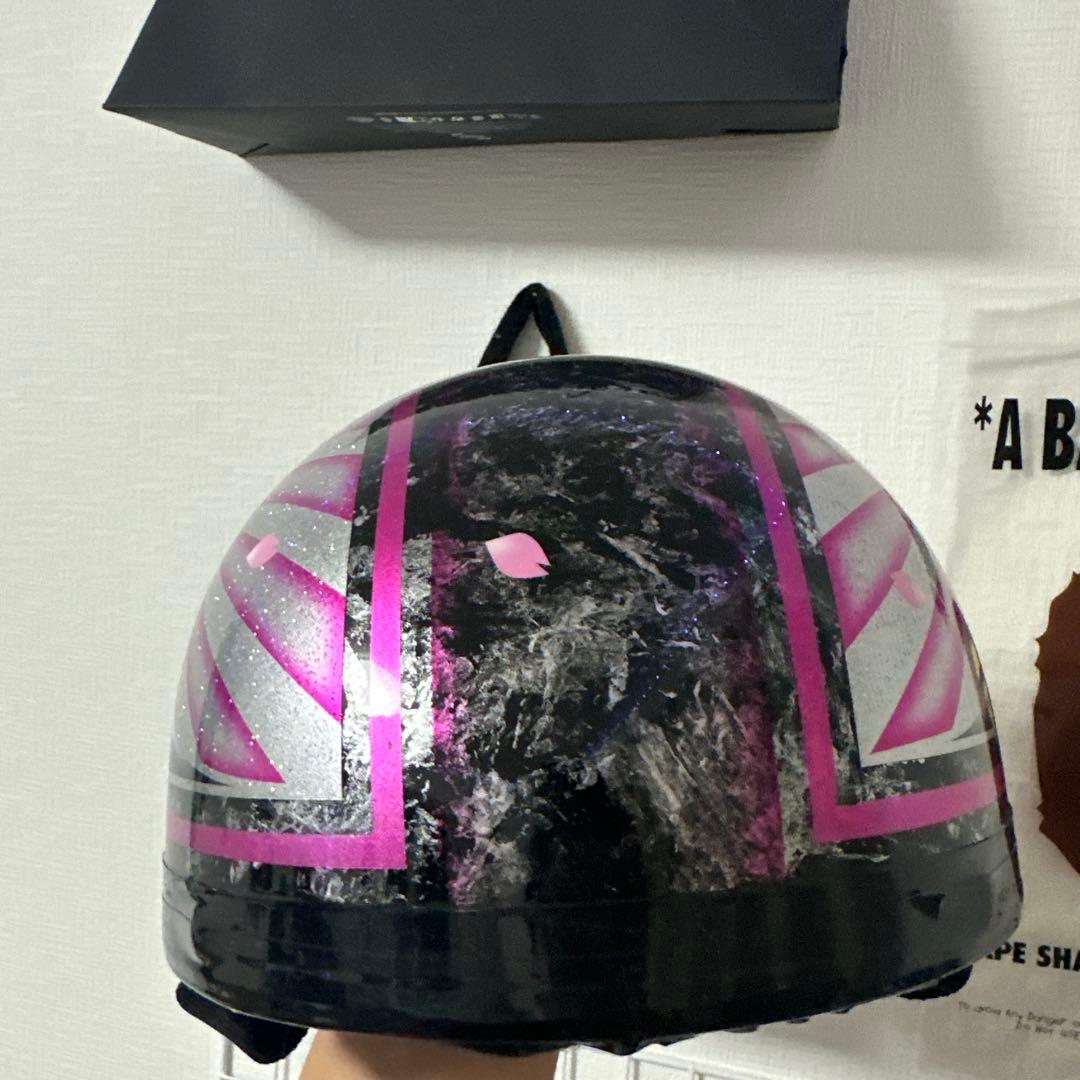 富士山と桜の半帽ヘルメット