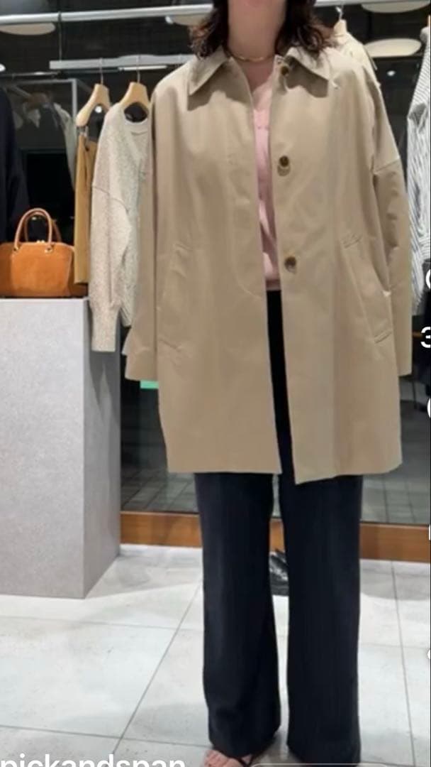 美品　スピックアンドスパン T/Cギャバジンステンカラーコート　36