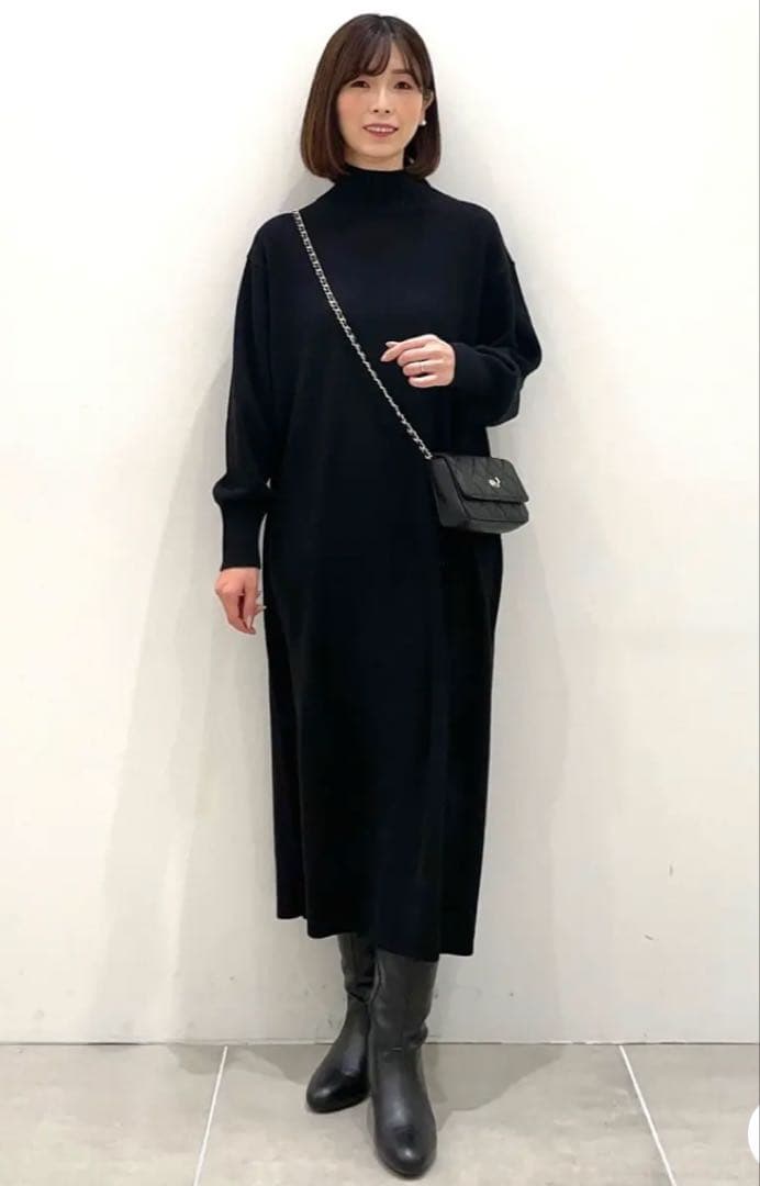 完売　23区　ウールカシミヤブレンド ハイネック ワンピース　¥28,600
