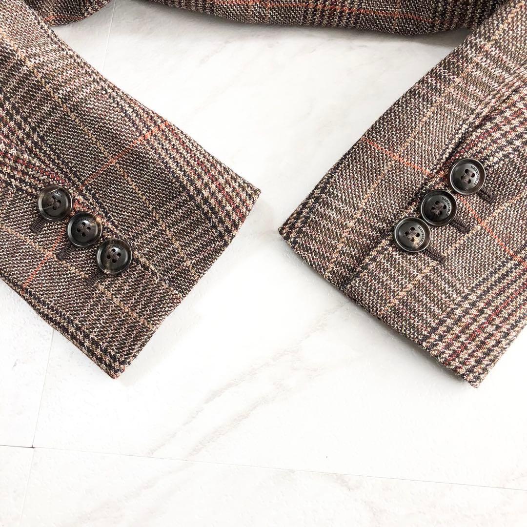 未使用級❤️22AW マディソンブルー テーラードジャケット　チェック　ブラウン