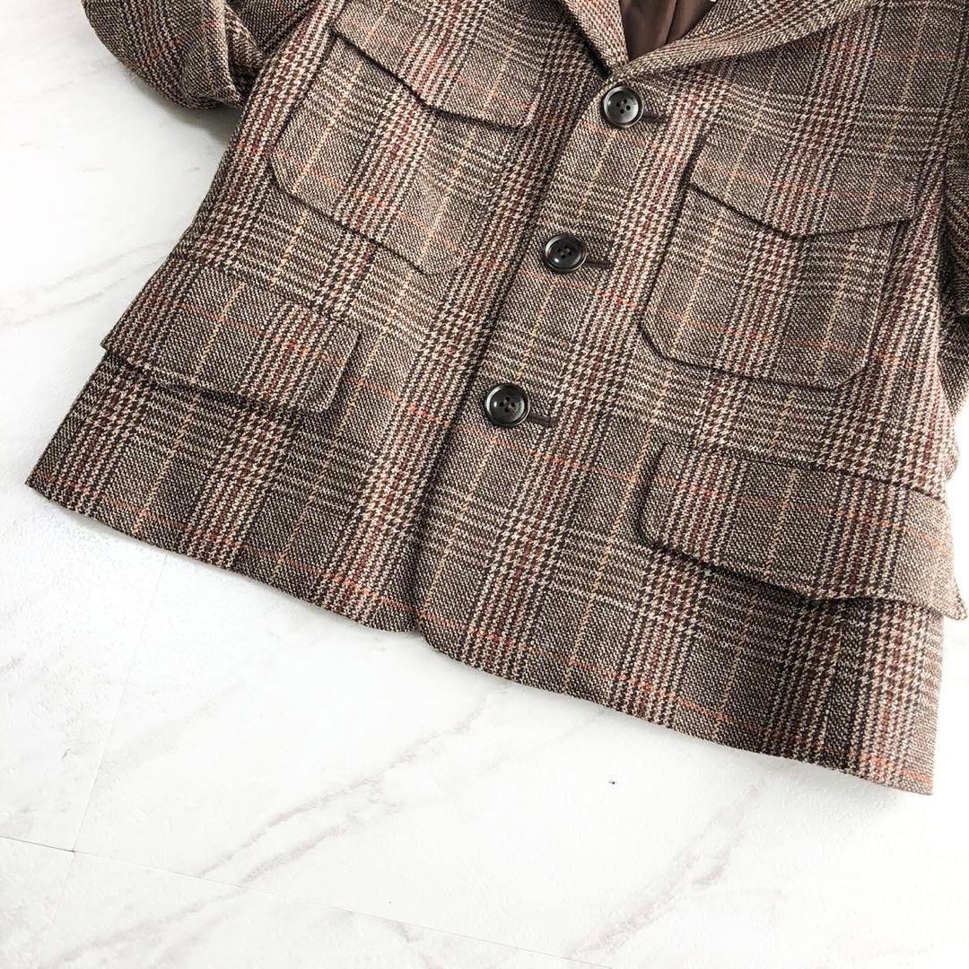 未使用級❤️22AW マディソンブルー テーラードジャケット　チェック　ブラウン
